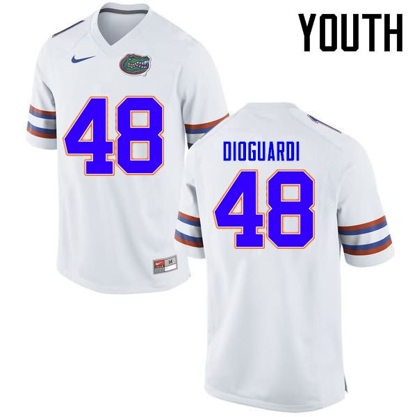 Youth NCAA Florida Gators Brett DioGuardi #48 Stitched Authentic Nike White College Football Jersey QDG8565PQ